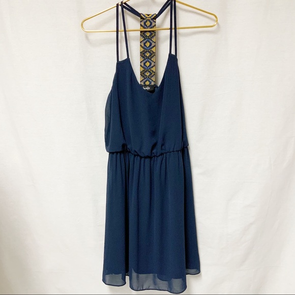 navy blue sheer dress